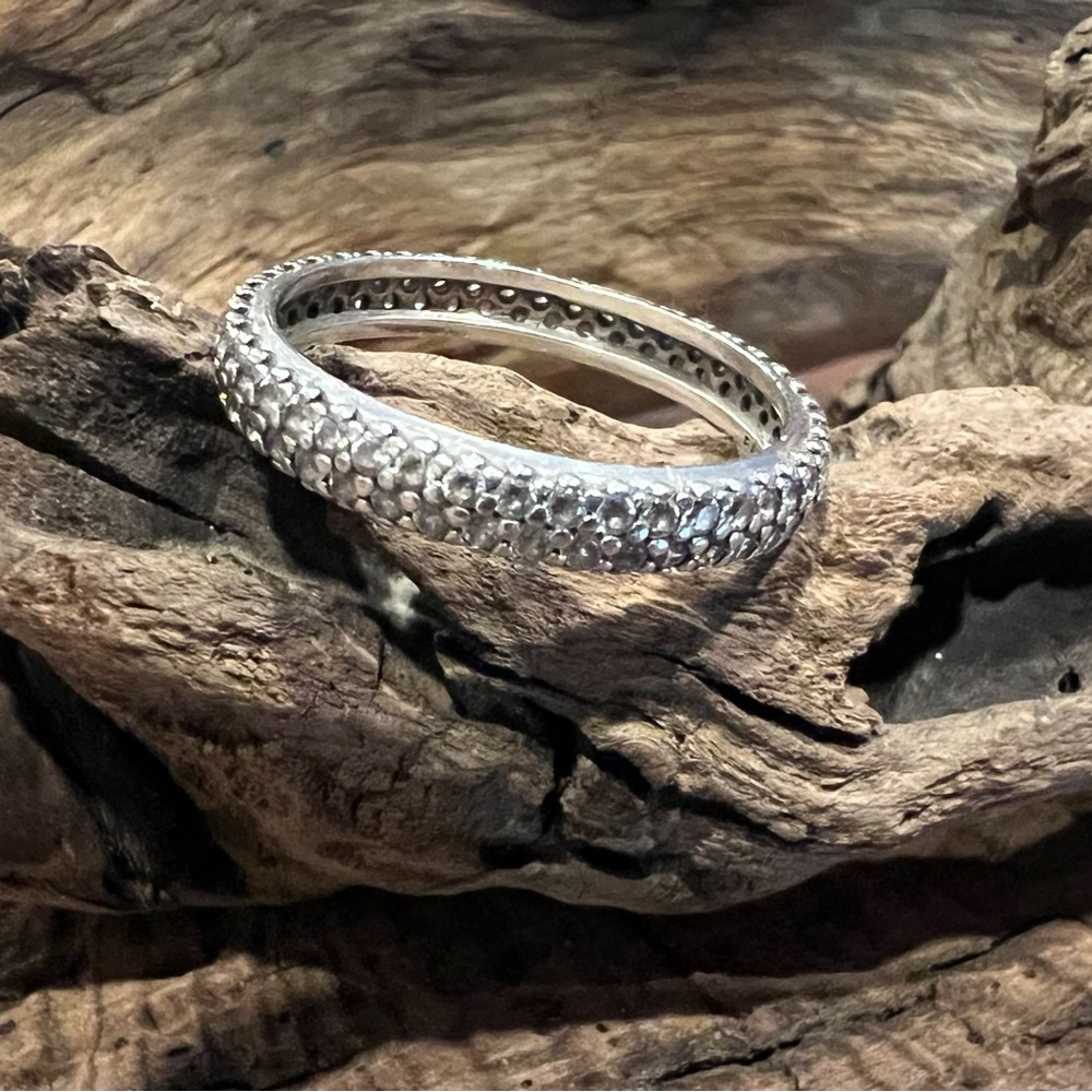 Authentic Pandora Inspiration Within Ring Pave Zirconia Silver Stackable Ring 56